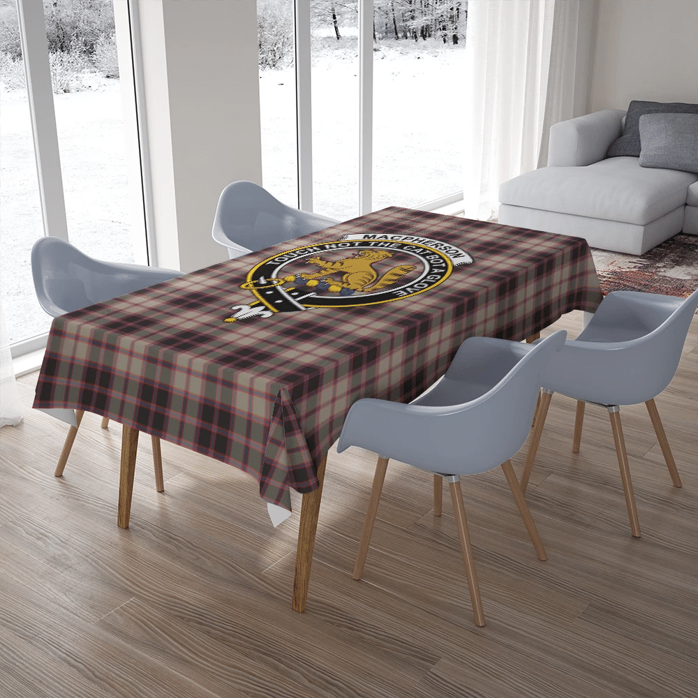 MacPherson Hunting Ancient Tartan Classic Crest Tablecloth