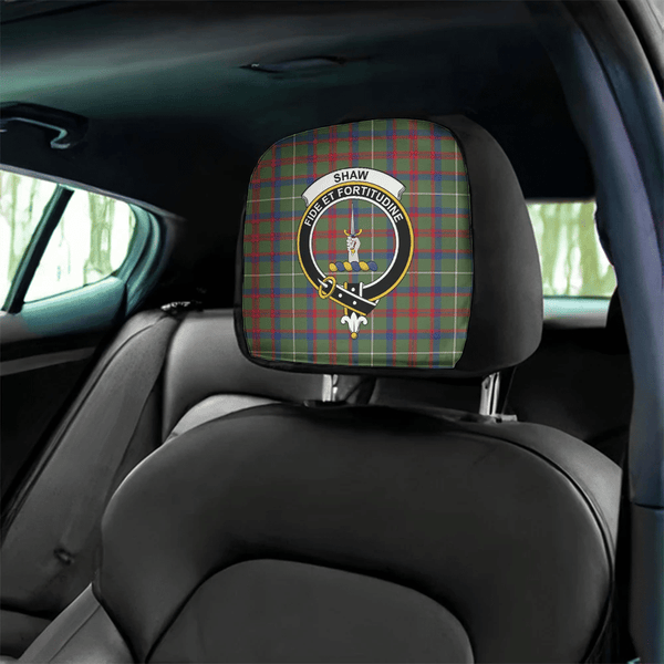 Shaw Green Modern Tartan Classic Crest Headrest Covers