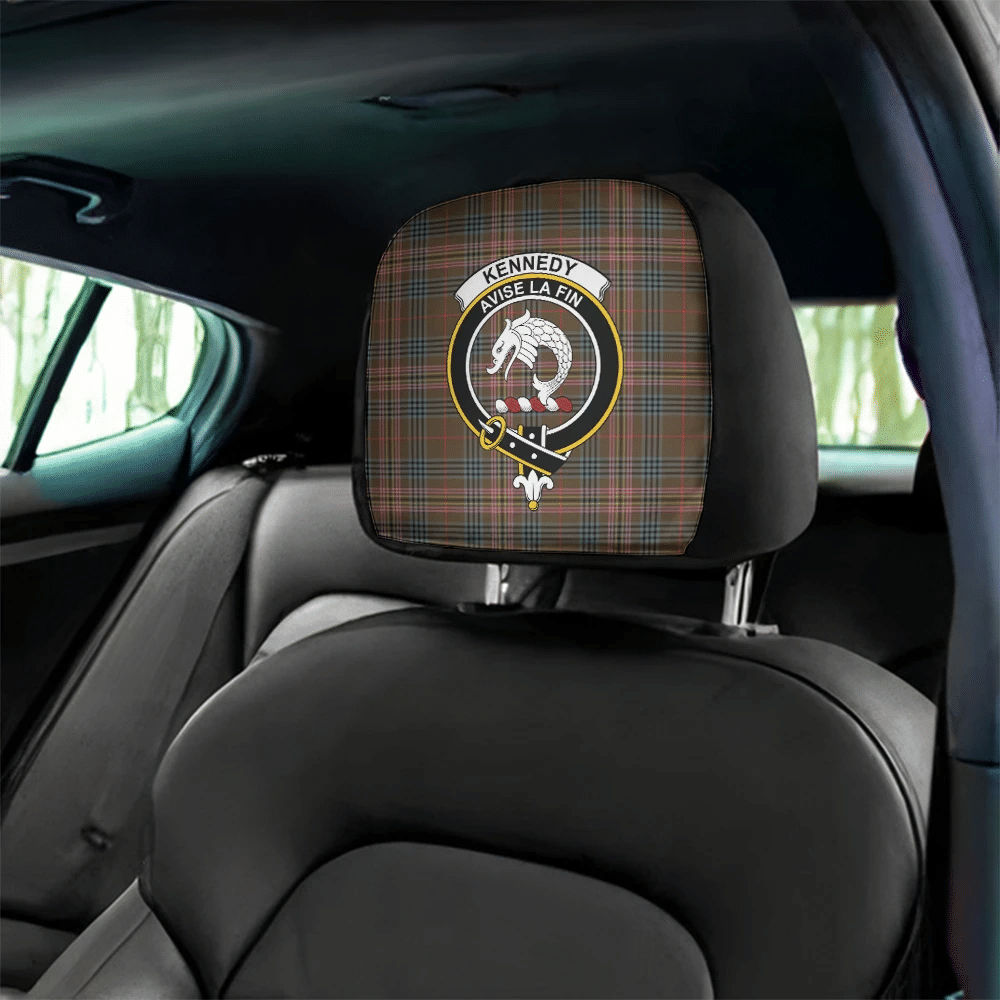 Kennedy Weathered Tartan Classic Crest Headrest Covers