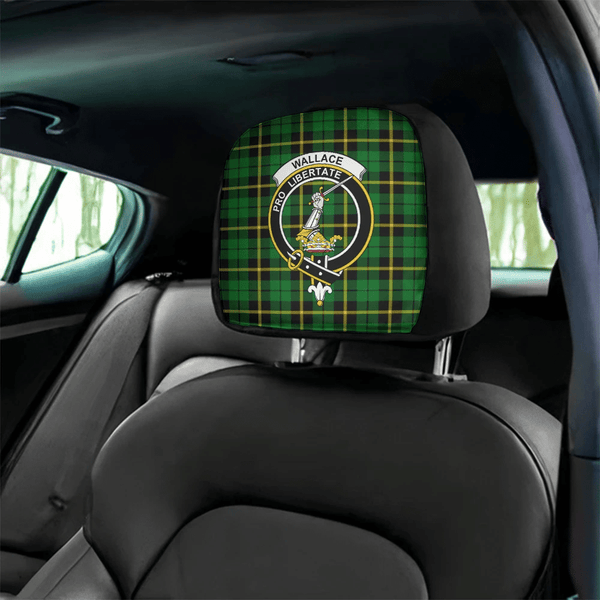 Wallace Hunting - Green Tartan Classic Crest Headrest Covers