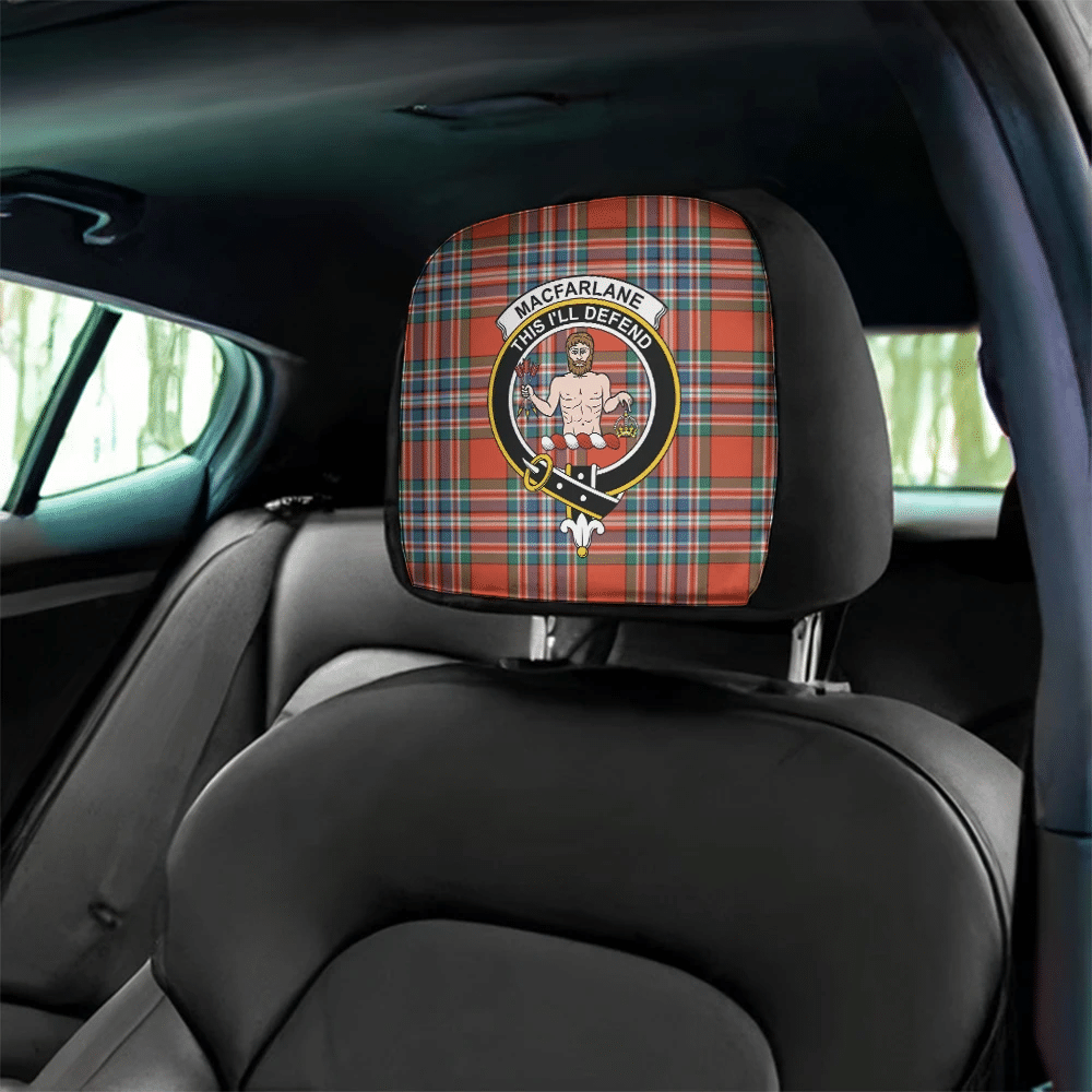 MacFarlane Ancient Tartan Classic Crest Headrest Covers