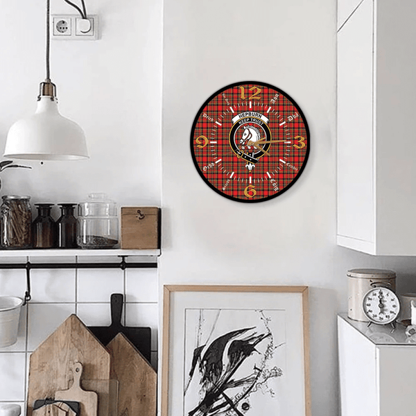 Hepburn Tartan Crest Clock Language Style