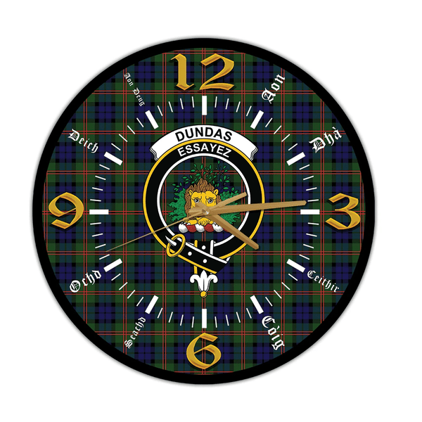 Dundas Modern Tartan Crest Clock Language Style