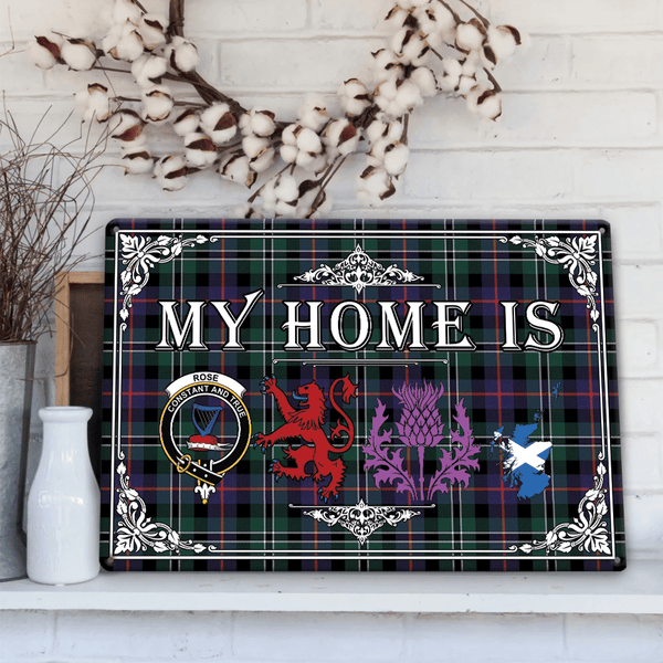 Rose Hunting Modern Tartan Crest Printed Metal Sign My Home Style