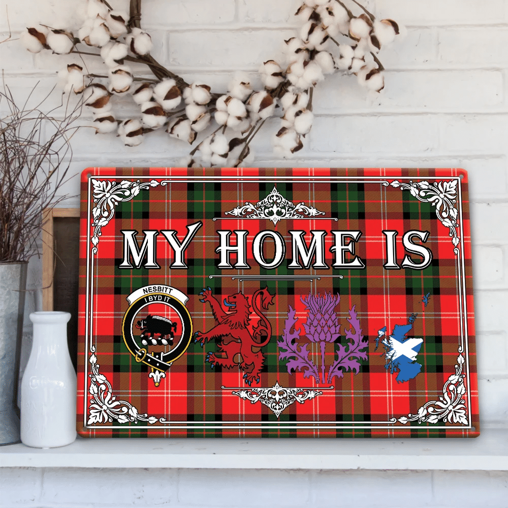 Nesbitt Modern Tartan Crest Printed Metal Sign My Home Style