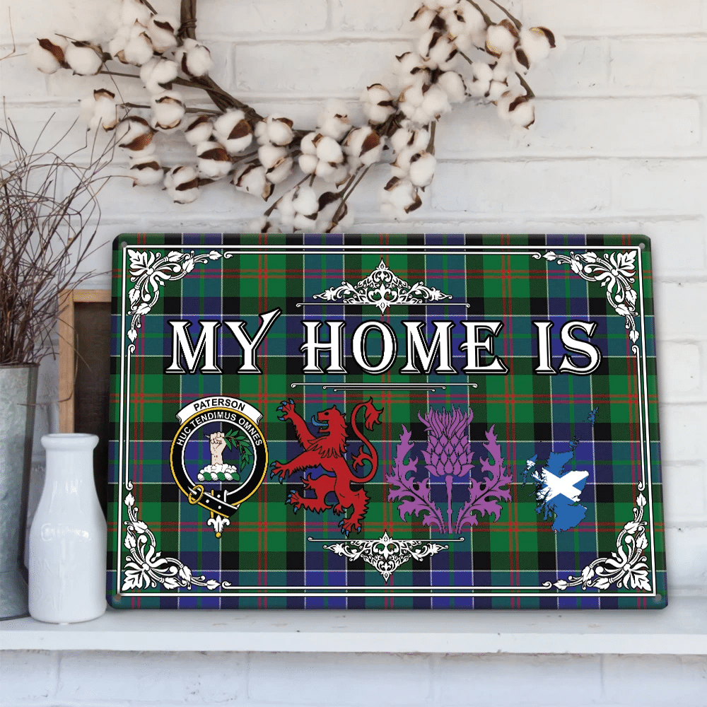 Paterson Tartan Crest Printed Metal Sign My Home Style