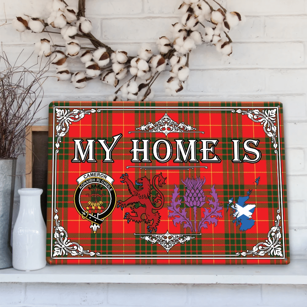 Cameron Modern Tartan Crest Printed Metal Sign My Home Style