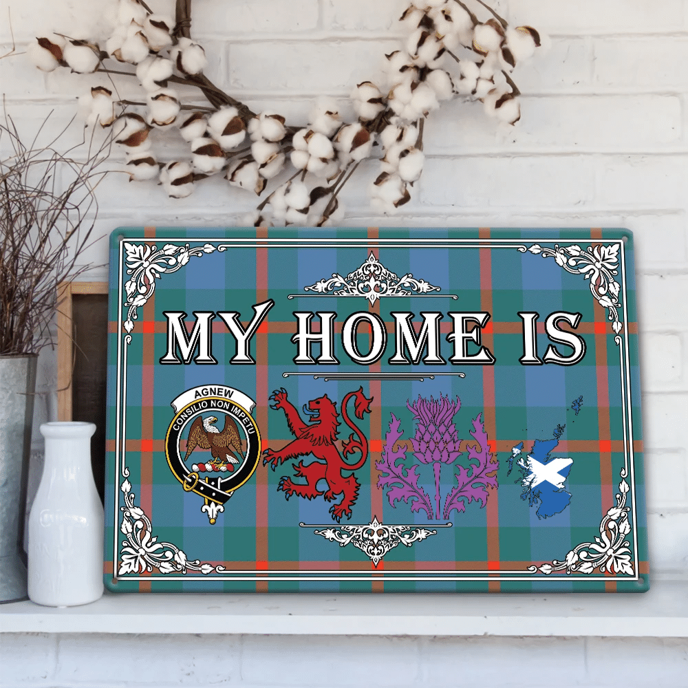 Agnew Ancient Tartan Crest Printed Metal Sign My Home Style