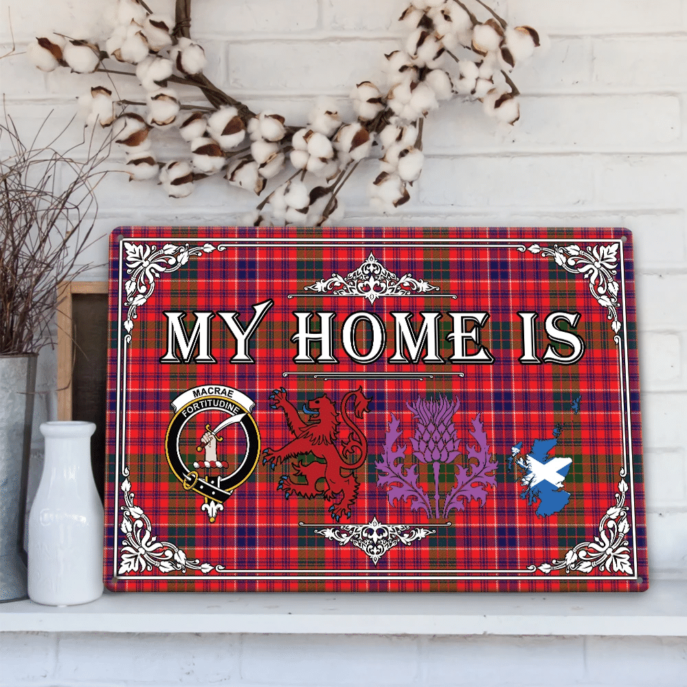 MacRae Modern Tartan Crest Printed Metal Sign My Home Style