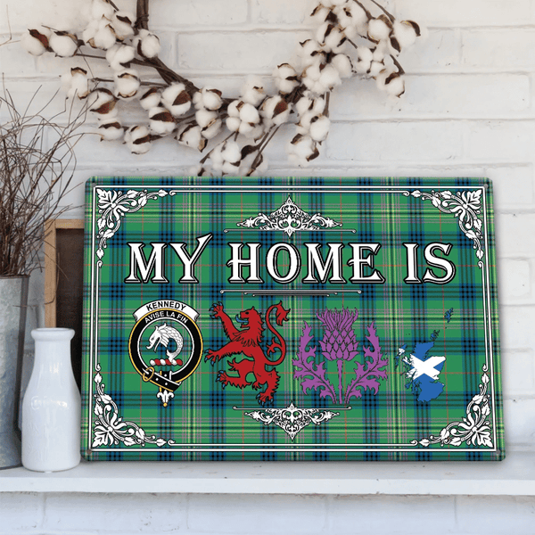 Kennedy Ancient Tartan Crest Printed Metal Sign My Home Style