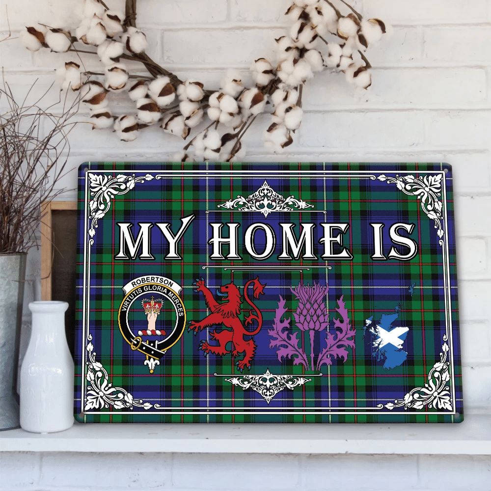 Robertson Hunting Modern Tartan Crest Printed Metal Sign My Home Style