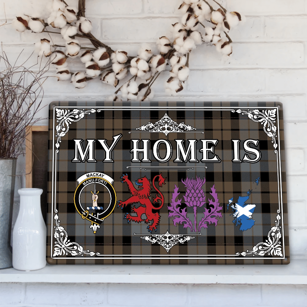 MacKay Weathered Tartan Crest Printed Metal Sign My Home Style