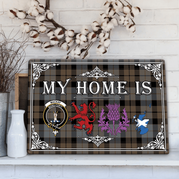 MacKay Weathered Tartan Crest Printed Metal Sign My Home Style