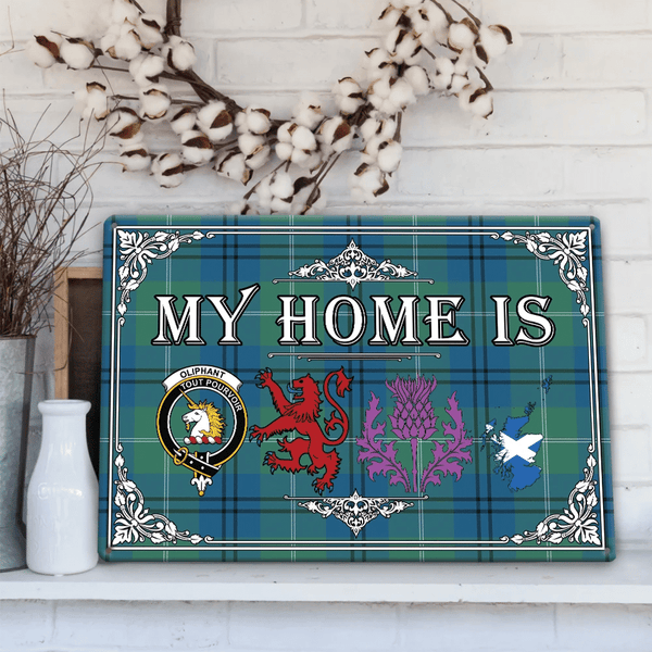 Oliphant Ancient Tartan Crest Printed Metal Sign My Home Style