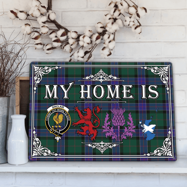 Sinclair Hunting Modern Tartan Crest Printed Metal Sign My Home Style