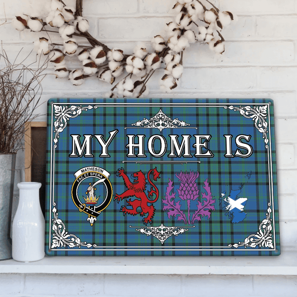 Matheson Hunting Ancient Tartan Crest Printed Metal Sign My Home Style