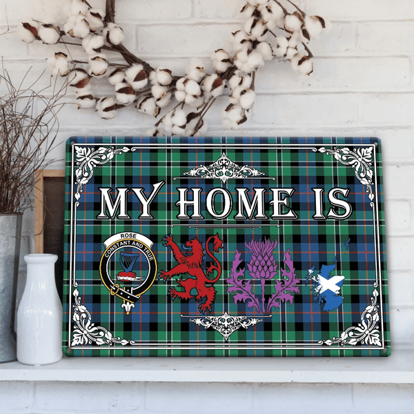 Rose Hunting Ancient Tartan Crest Printed Metal Sign My Home Style