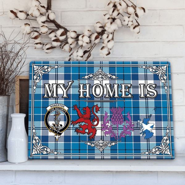 Roberton Tartan Crest Printed Metal Sign My Home Style