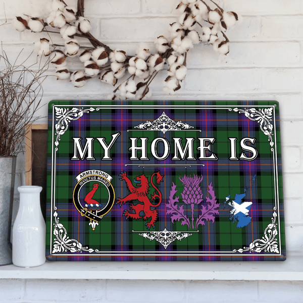 Armstrong Modern Tartan Crest Printed Metal Sign My Home Style