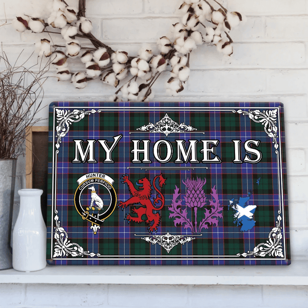 Hunter Modern Tartan Crest Printed Metal Sign My Home Style