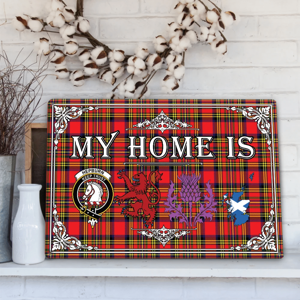 Hepburn Tartan Crest Printed Metal Sign My Home Style