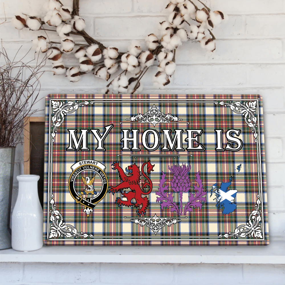 Stewart Dress Ancient Tartan Crest Printed Metal Sign My Home Style