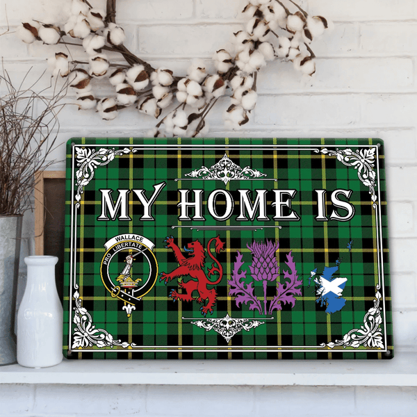 Wallace Hunting - Green Tartan Crest Printed Metal Sign My Home Style