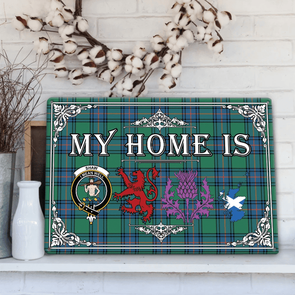 Shaw Ancient Tartan Crest Printed Metal Sign My Home Style