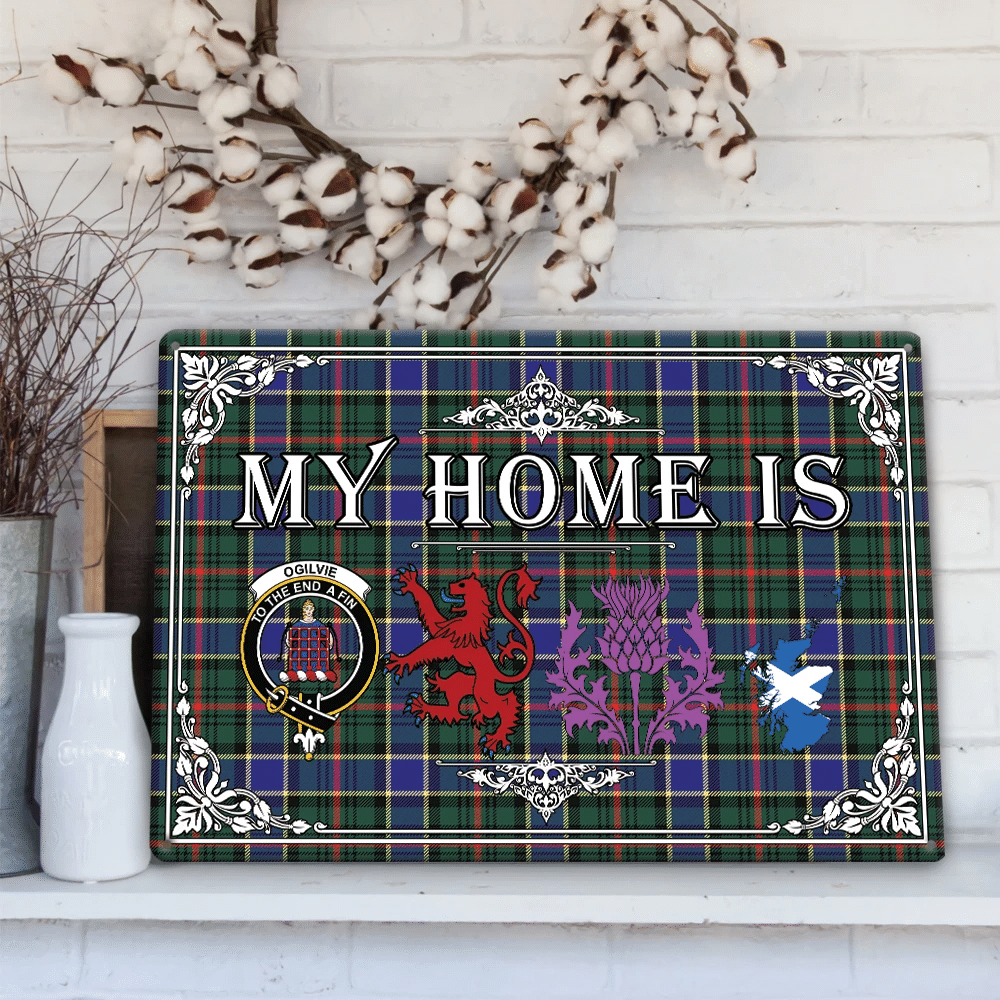 Ogilvie of Airlie Ancient Tartan Crest Printed Metal Sign My Home Style