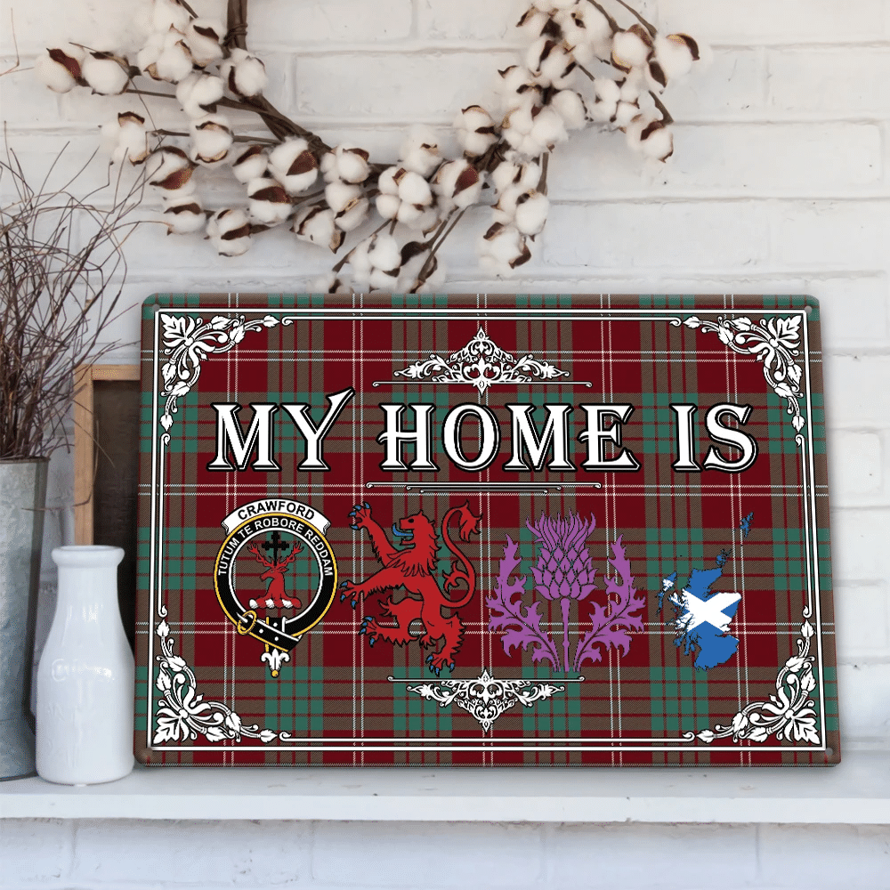 Crawford Modern Tartan Crest Printed Metal Sign My Home Style