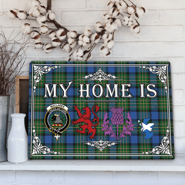 MacLaren Ancient Tartan Crest Printed Metal Sign My Home Style