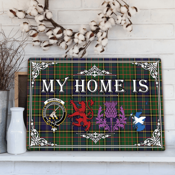 MacMillan Hunting Modern Tartan Crest Printed Metal Sign My Home Style