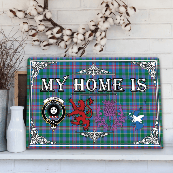 Pitcairn Hunting Tartan Crest Printed Metal Sign My Home Style