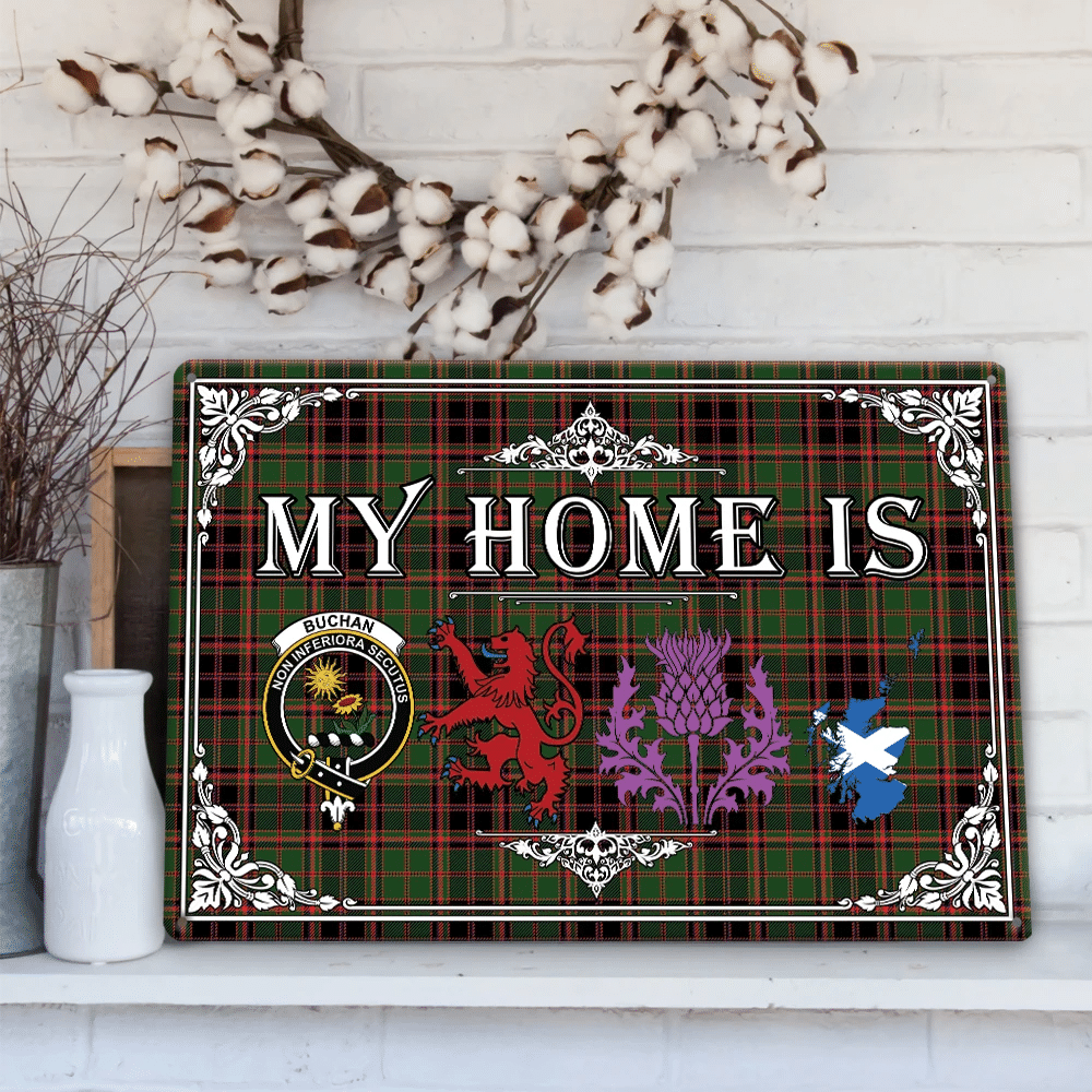 Buchan Modern Tartan Crest Printed Metal Sign My Home Style