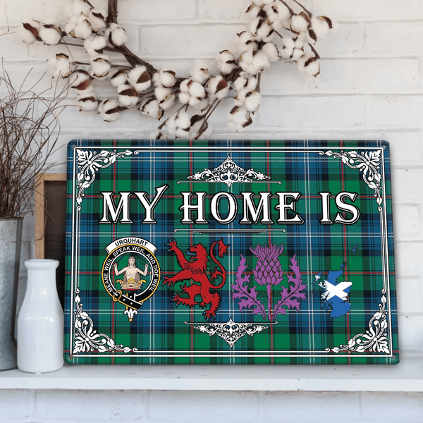 Urquhart Ancient Tartan Crest Printed Metal Sign My Home Style