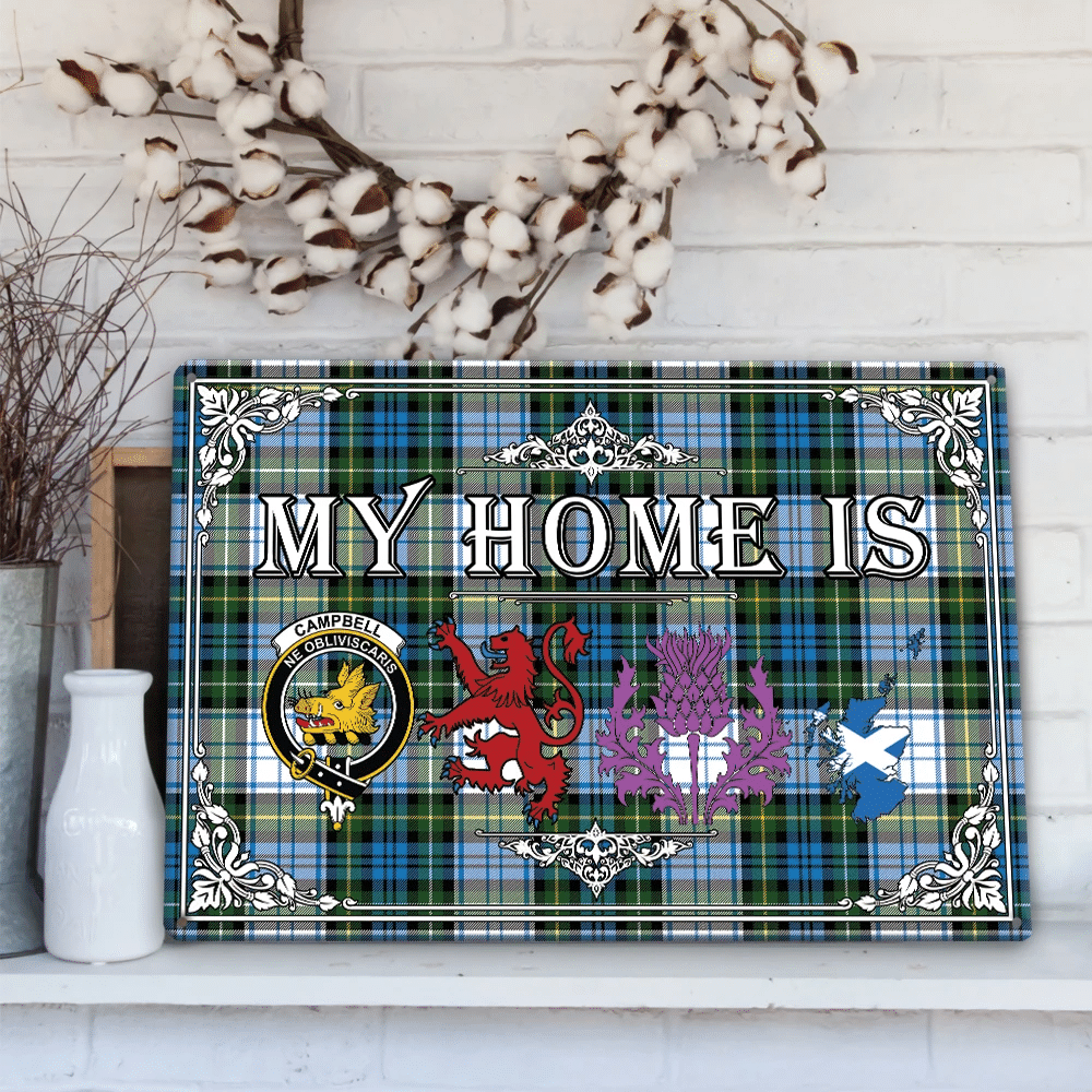 Campbell Dress Ancient Tartan Crest Printed Metal Sign My Home Style