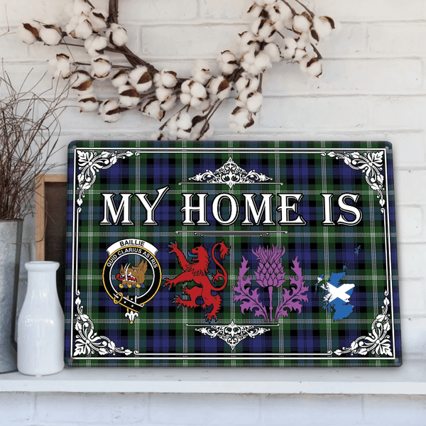 Baillie Modern Tartan Crest Printed Metal Sign My Home Style