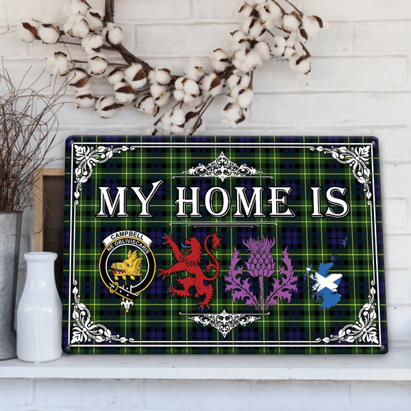 Campbell of Breadalbane Modern Tartan Crest Printed Metal Sign My Home Style