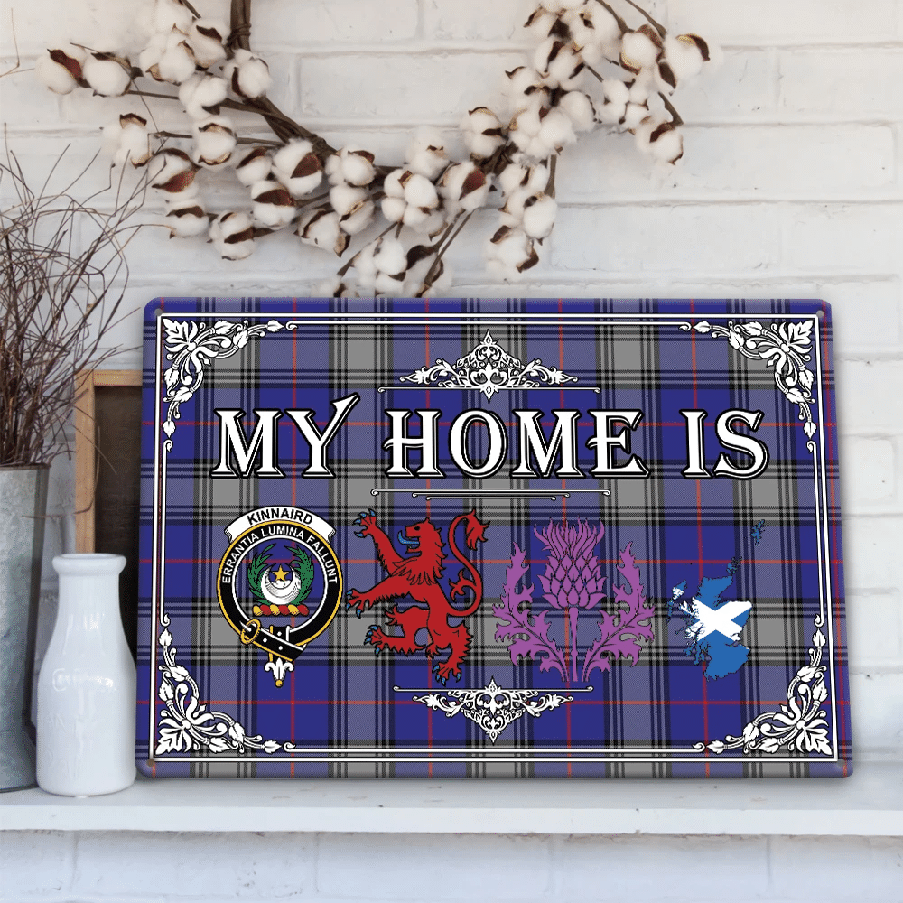 Kinnaird Tartan Crest Printed Metal Sign My Home Style