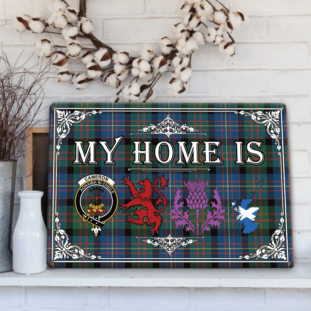 Cameron of Erracht Ancient Tartan Crest Printed Metal Sign My Home Style