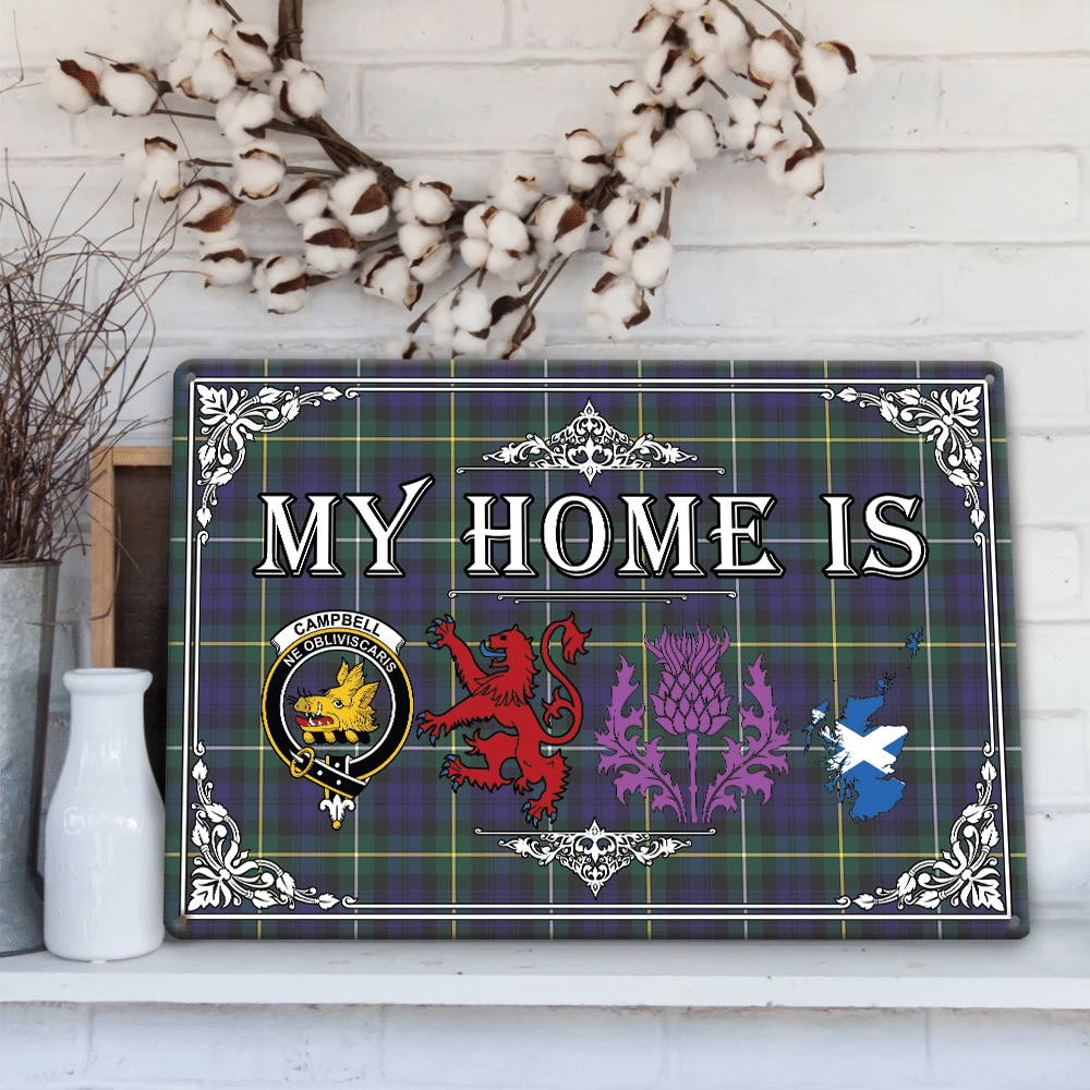 Campbell Argyll Modern Tartan Crest Printed Metal Sign My Home Style