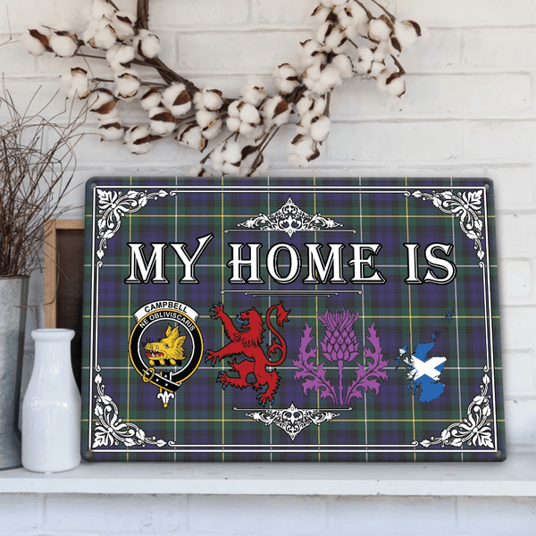 Campbell Argyll Modern Tartan Crest Printed Metal Sign My Home Style