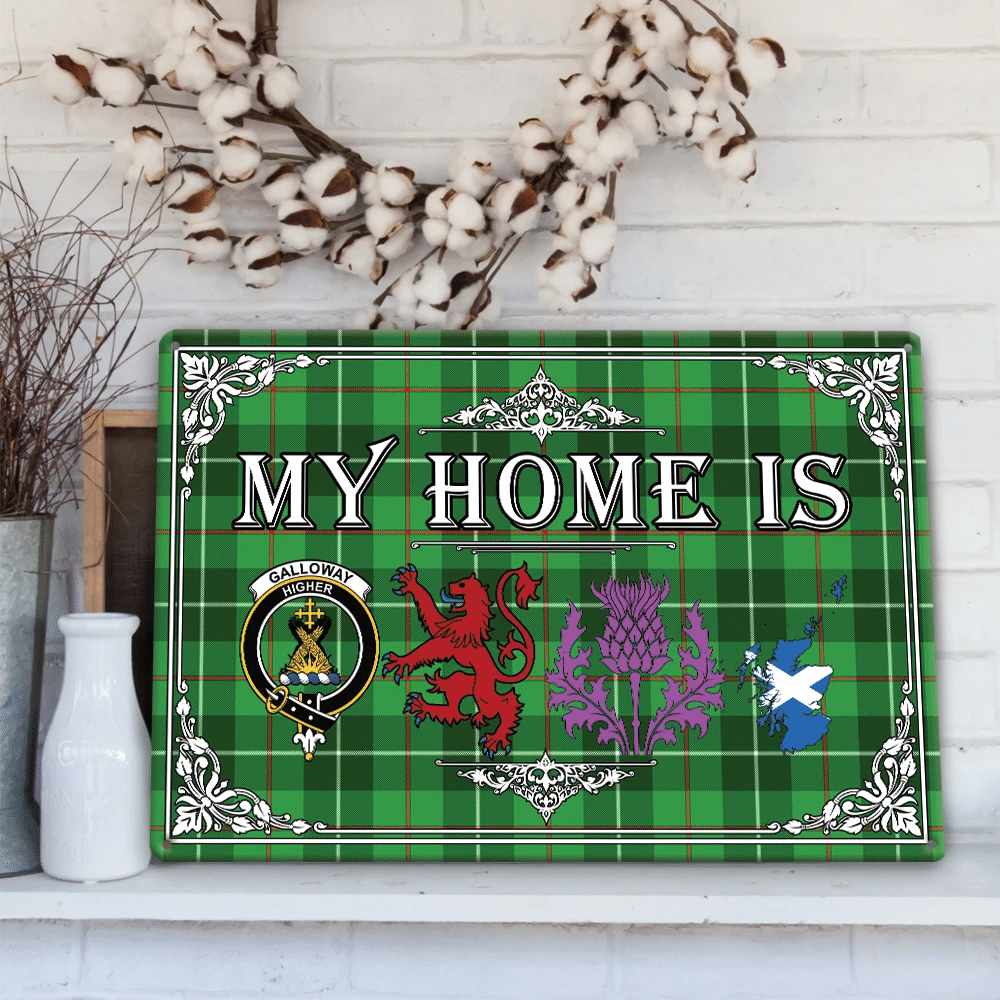 Galloway District Tartan Crest Printed Metal Sign My Home Style