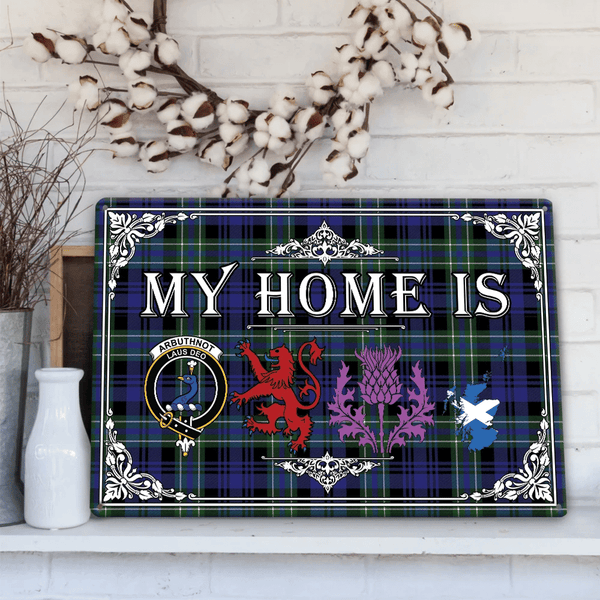 Arbuthnot Modern Tartan Crest Printed Metal Sign My Home Style