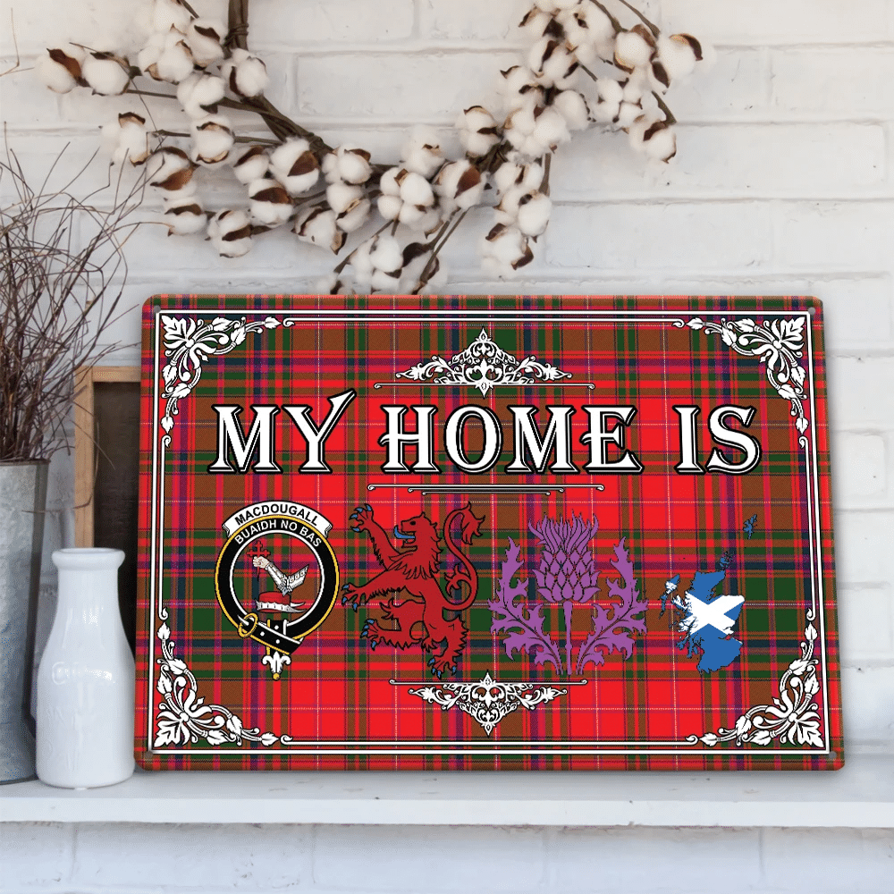 MacDougall Modern Tartan Crest Printed Metal Sign My Home Style