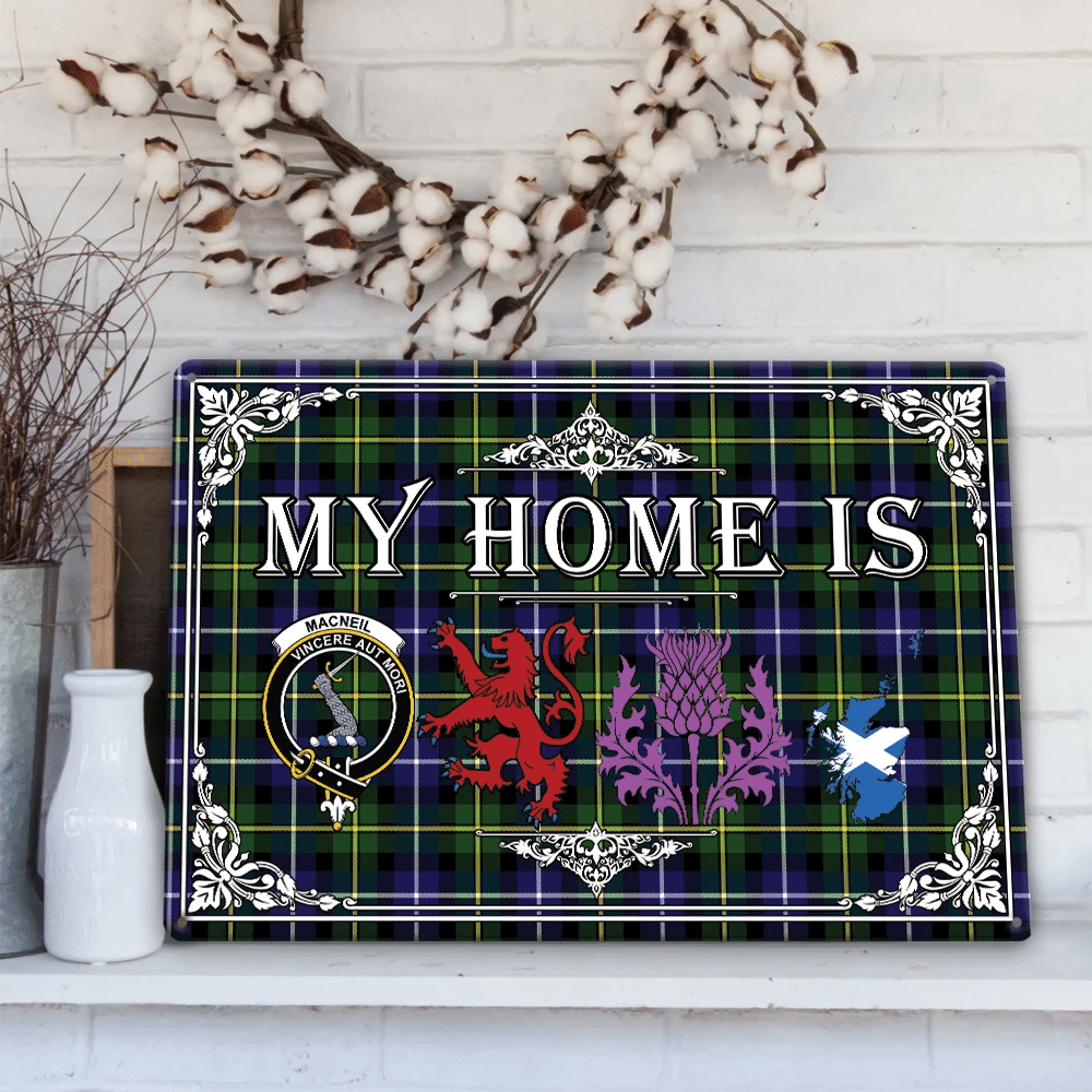 MacNeill of Barra Modern Tartan Crest Printed Metal Sign My Home Style