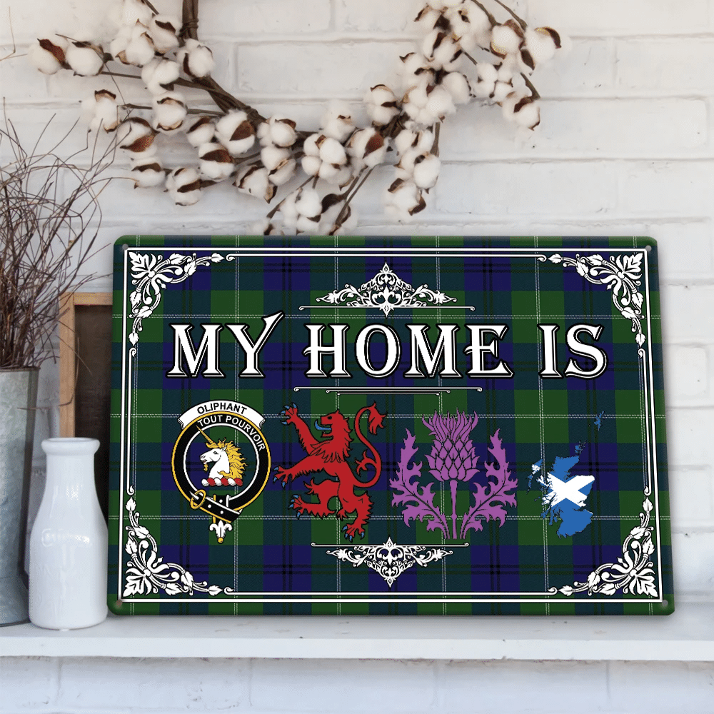 Oliphant Modern Tartan Crest Printed Metal Sign My Home Style