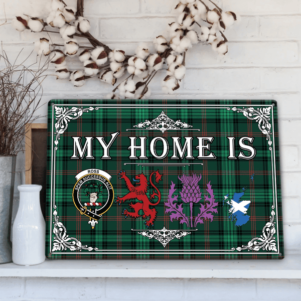 Ross Hunting Modern Tartan Crest Printed Metal Sign My Home Style