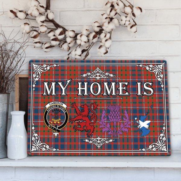 Cameron of Lochiel Ancient Tartan Crest Printed Metal Sign My Home Style