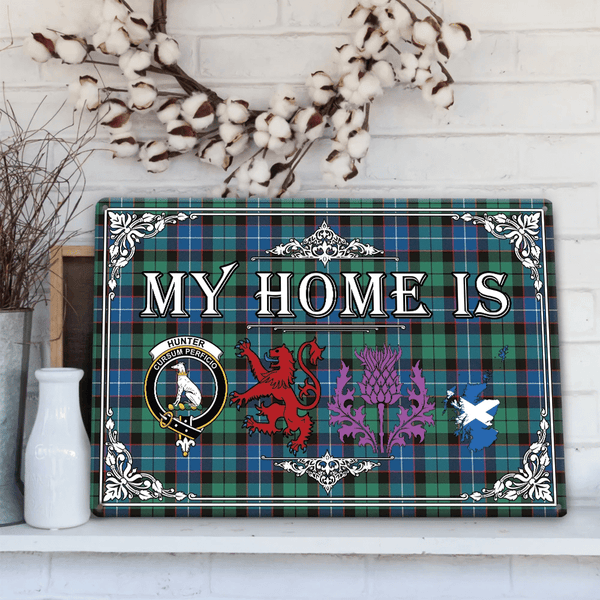 Hunter Ancient Tartan Crest Printed Metal Sign My Home Style